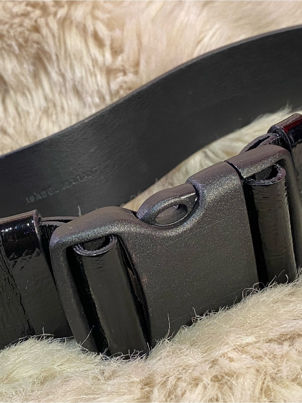 Isabel Marant Black Patent Leather Men’s Belt Bag with Matte Buckle